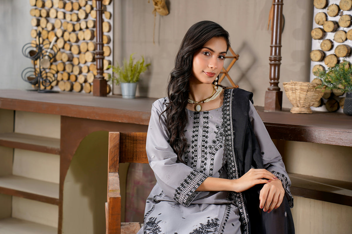 Embroidered 3-Piece Unstitched Suit for Women | Zuvorah